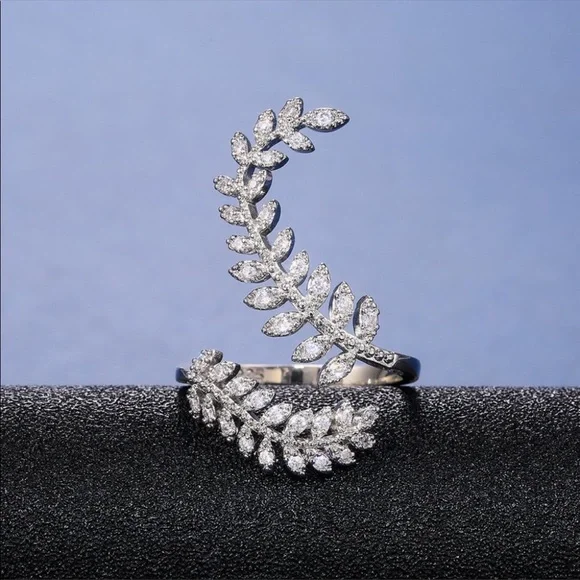 New 925 Silver Marquise Leaf Adjustable Ring - Picture 6 of 11